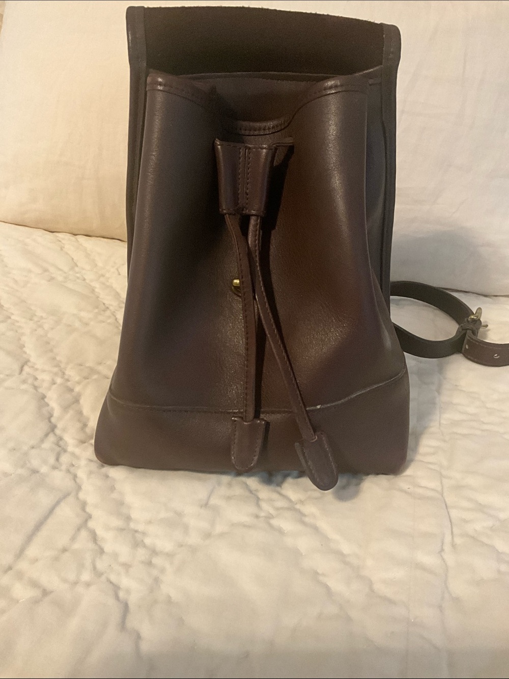 Coach Dark Brown Leather Turn-Lock Backpack - Picture 3 of 3